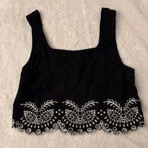 Embroidered Black Crop Top Maison D’Amelie small
